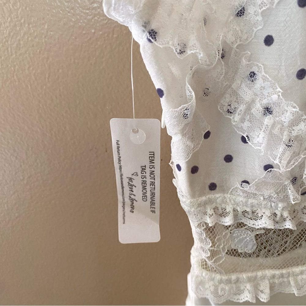 For Love And Lemons Carmen maxi dress white rosette dot print slip bridal NWT L - Picture 13 of 15